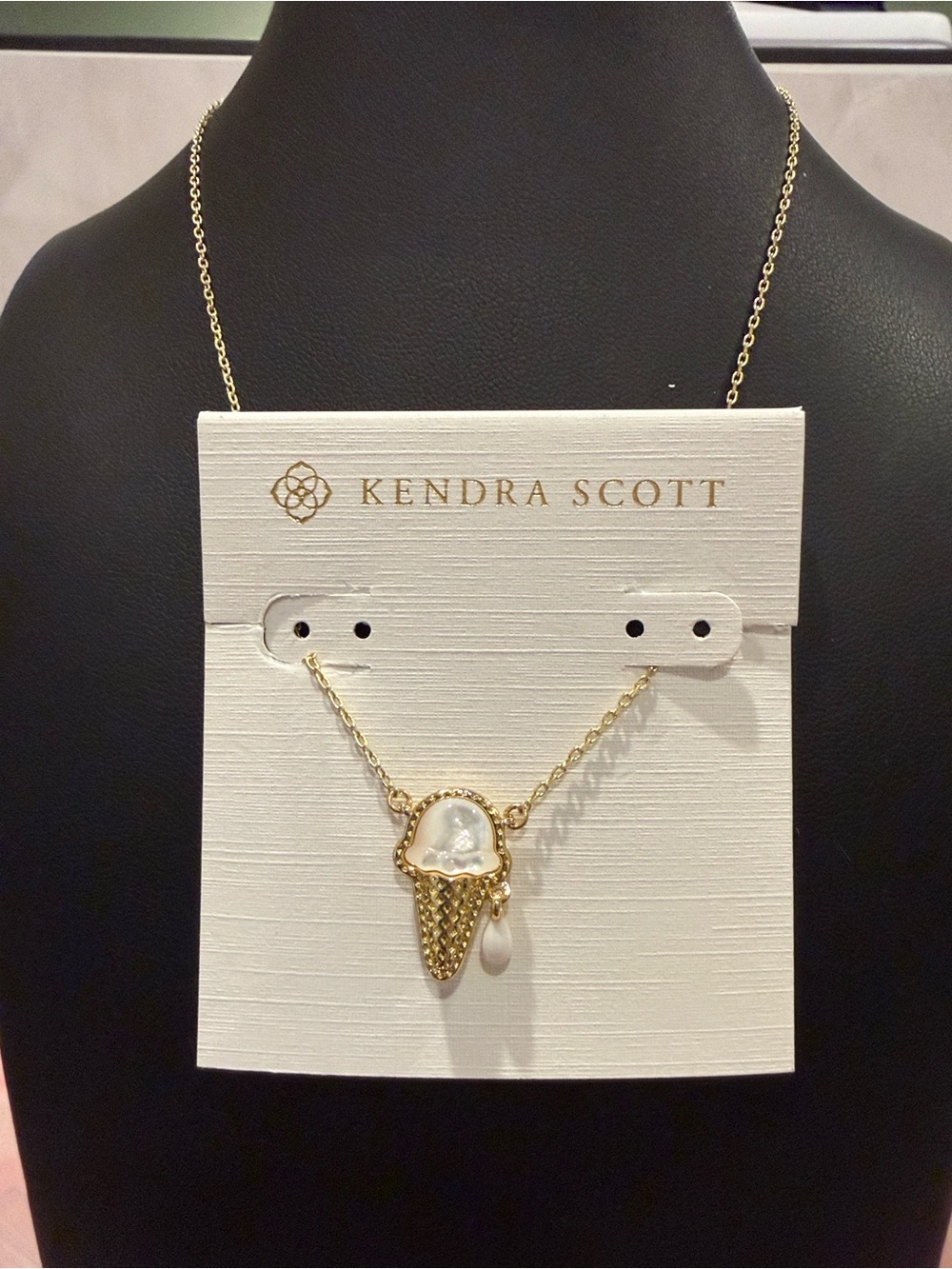 Kendra Scott | Gold Plated Vanilla Pearl Ice Cream Cone Pendant Necklace